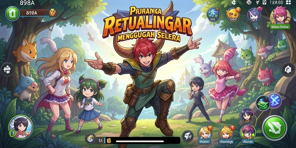 Gambaran gameplay 898A dengan aksi karakter anime yang seru.