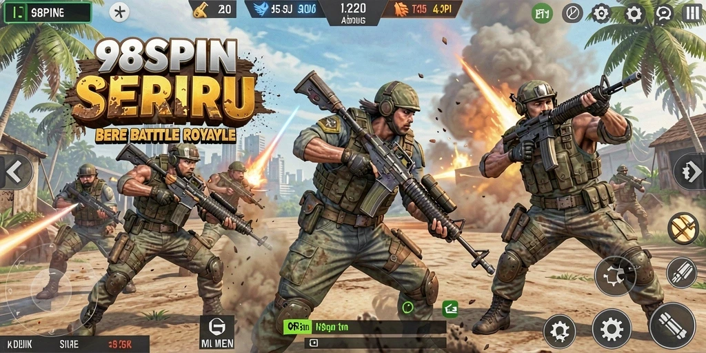 Gameplay mendebarkan di arena pertempuran 98SPIN dengan banyak pemain.