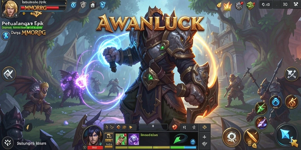 Screenshot gameplay AWANLUCK menampilkan aksi seru dalam pertarungan MMORPG.