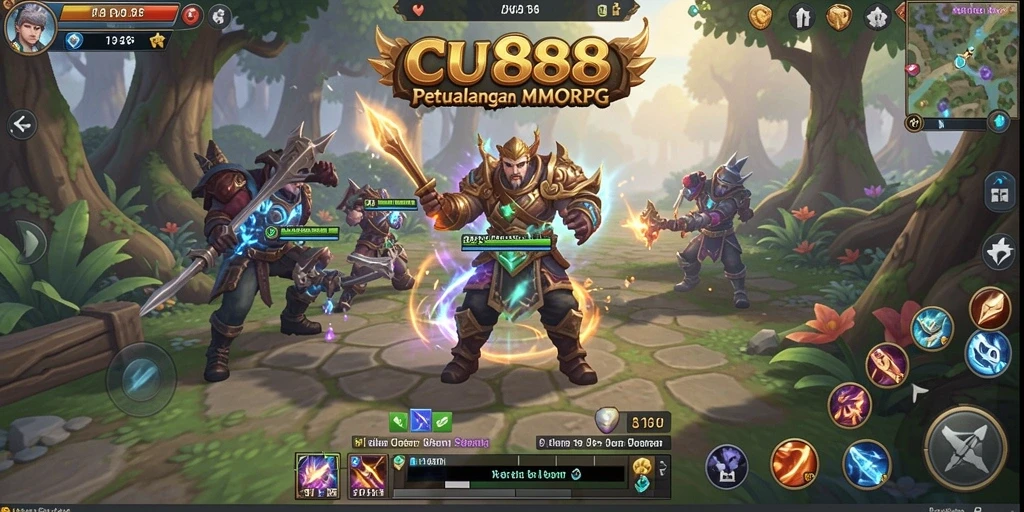 Screenshot CU888 menampilkan aksi seru dalam pertempuran MMORPG.
