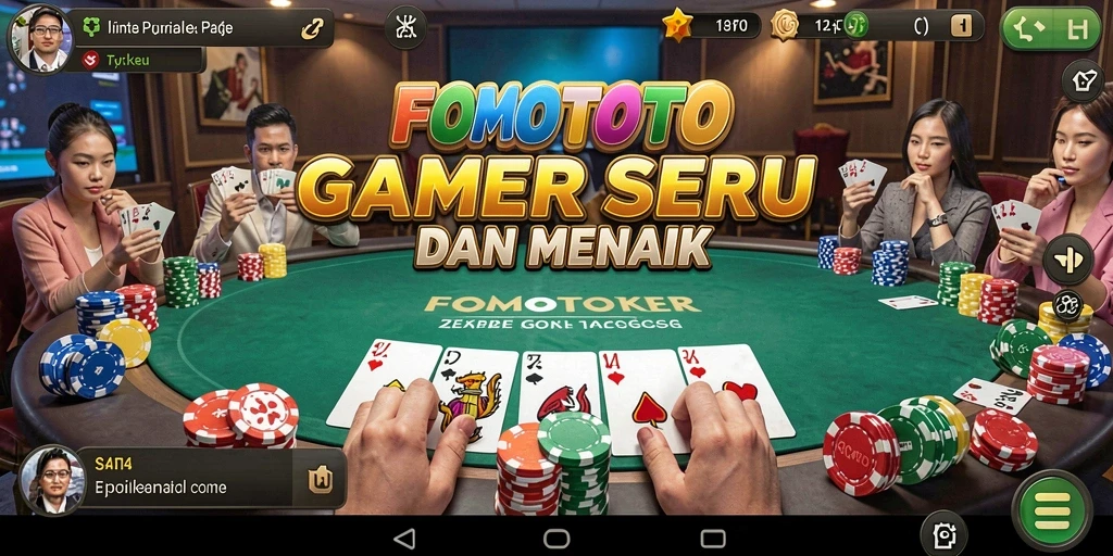 Tangkapan layar utama FOMOTOTO menampilkan aksi seru permainan Poker.