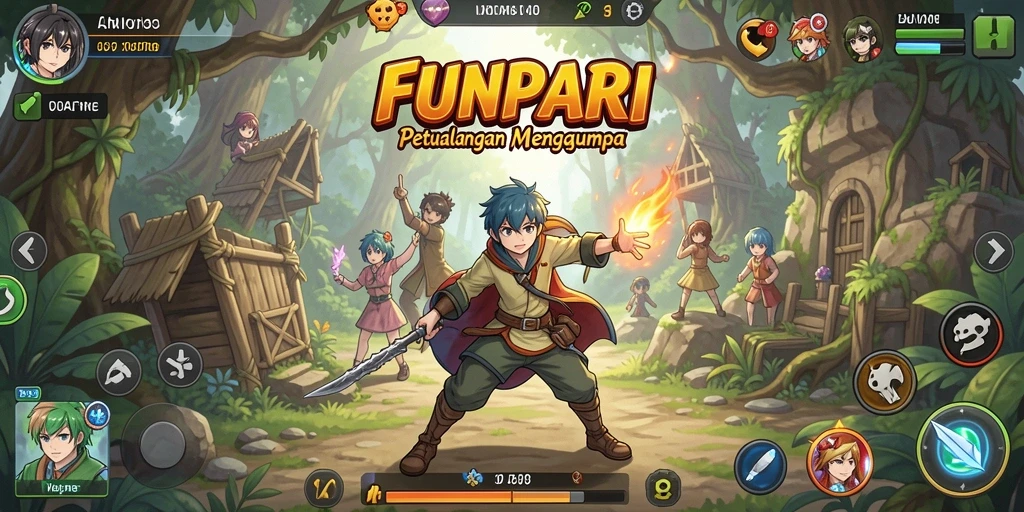 Tampilan gameplay menarik dari <strong>FUNPARI</strong> saat karakter beraksi dengan efek visual yang spektakuler.