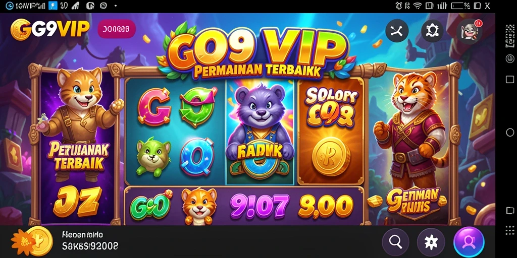 Screenshot G9VIP menampilkan gameplay slot yang seru dan penuh warna.