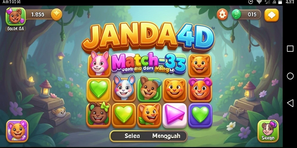 Tampilan gameplay JANDA4D dengan aksi match-3 yang seru.