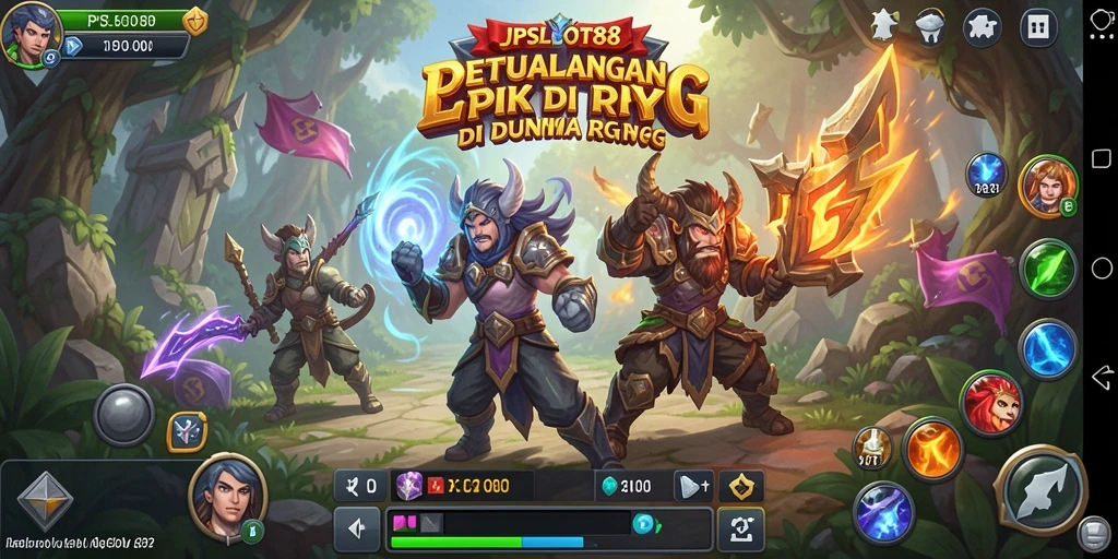 Screenshot gameplay JPSLOT88 menampilkan aksi pertarungan seru di dunia RPG.