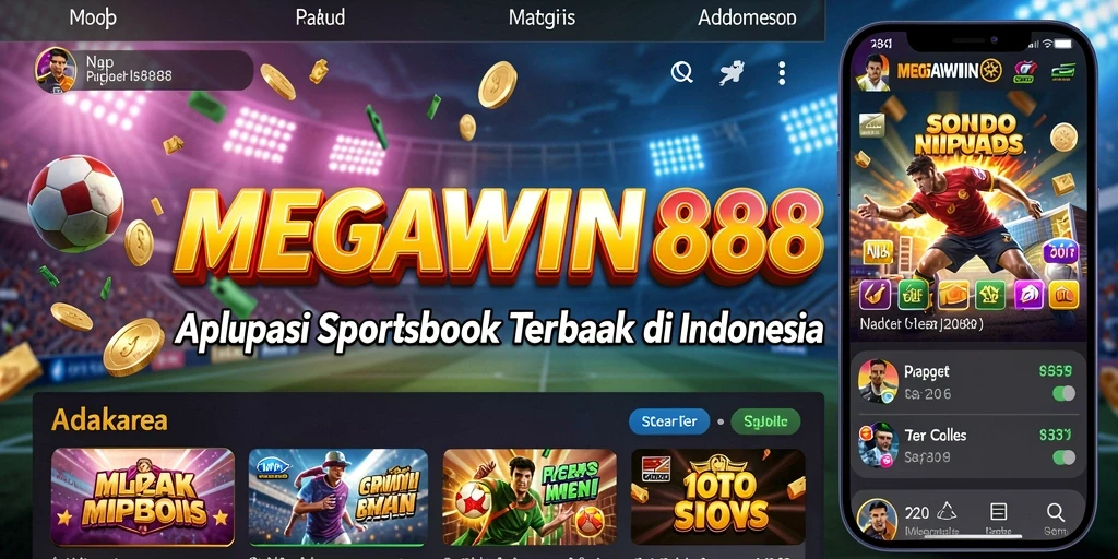 Tampilan antarmuka aplikasi MEGAWIN888 dengan berbagai pilihan taruhan.
