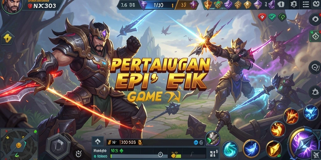 Screenshot gameplay NX303 yang menunjukkan pertarungan tim yang seru.