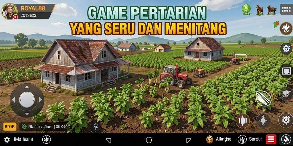 Screenshot gameplay ROYAL88 dengan aktivitas bertani yang seru.