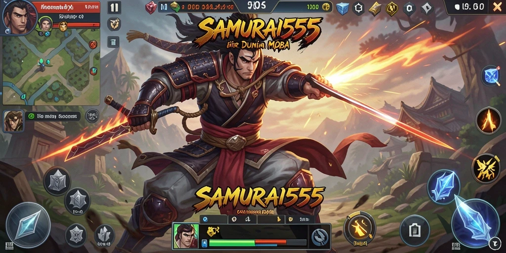Screenshot gameplay dari SAMURAI555 menunjukkan pertarungan seru dan strategis.