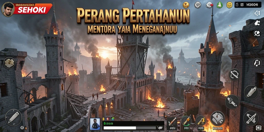 Tampilan gameplay menegangkan di SEHOKI dengan strategi menara yang dinamis.