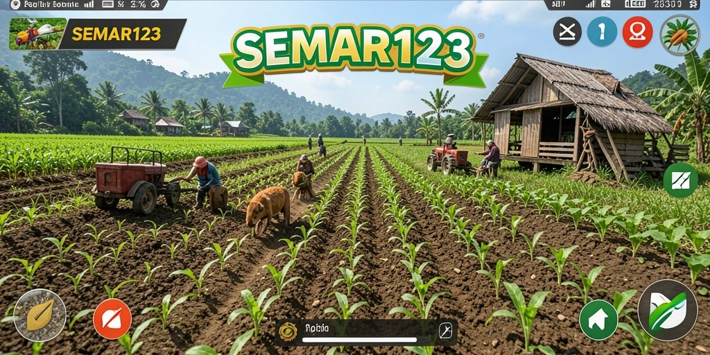 Screenshot gameplay SEMAR123 yang menunjukkan keseruan bertani.